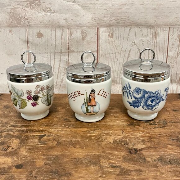Royal Worcester Trio of Egg Coddlers - Picture 1 of 5